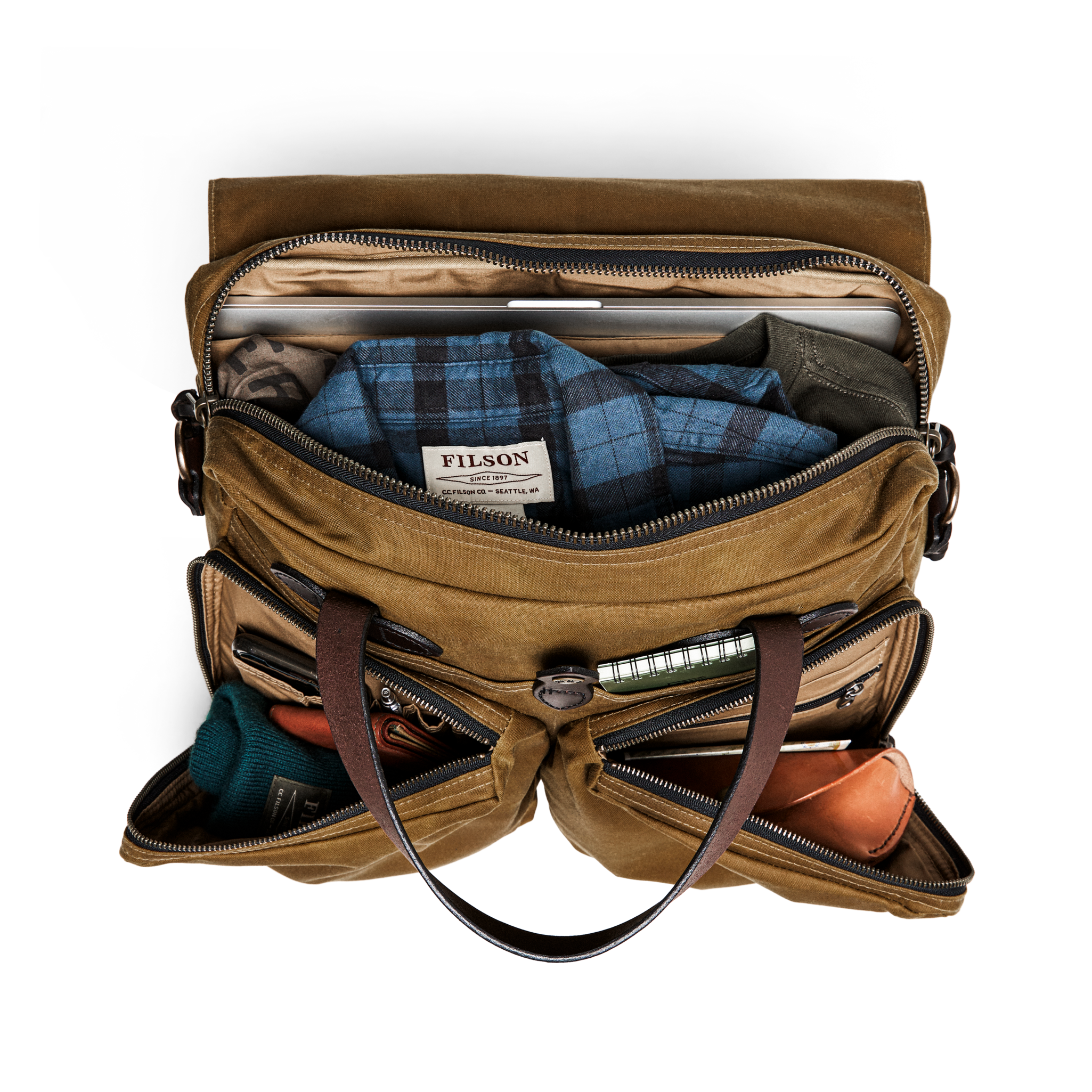 24 Hour Tin Cloth Briefcase - Dark Tan - Image 10