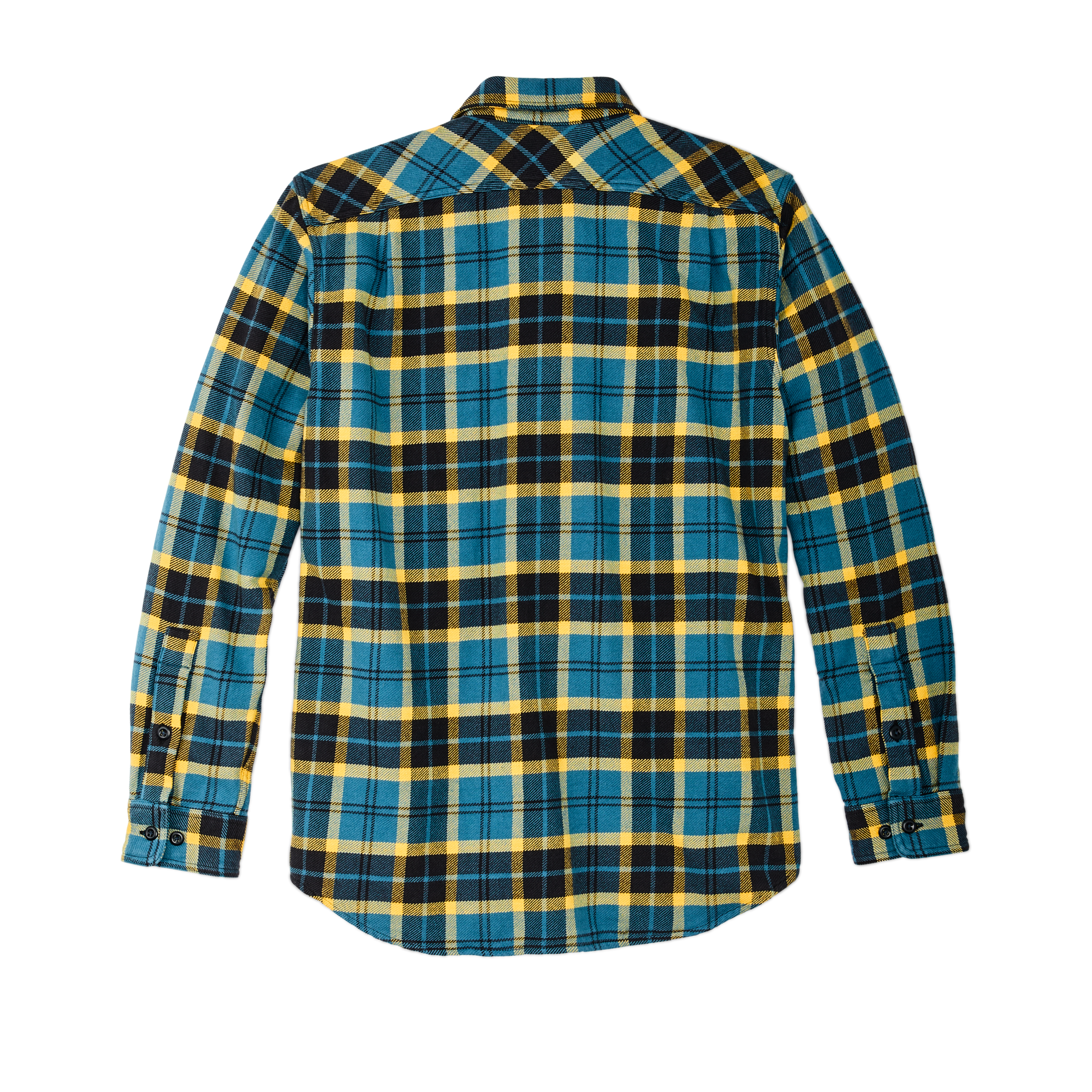 Vintage Flannel Work Shirt - Blue Ash Gold Plaid - Image 2