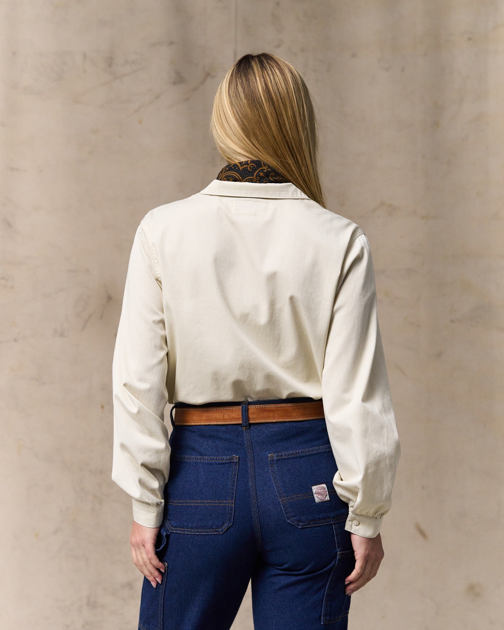 Alternative view of Women's Long Sleeve Twill Camp Shirt - Cream
