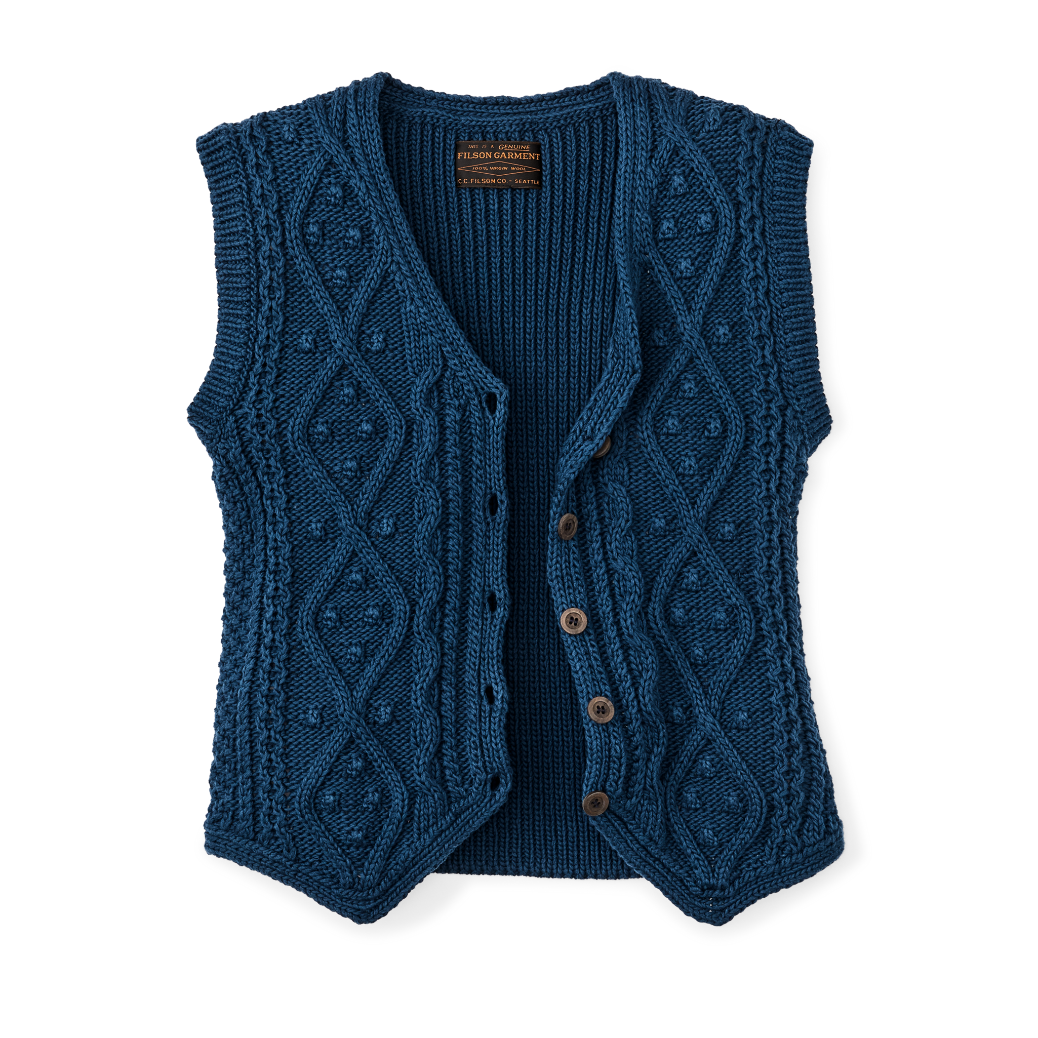 Alternative view of Women's Rustic Cable Knit Vest - Deep Blue