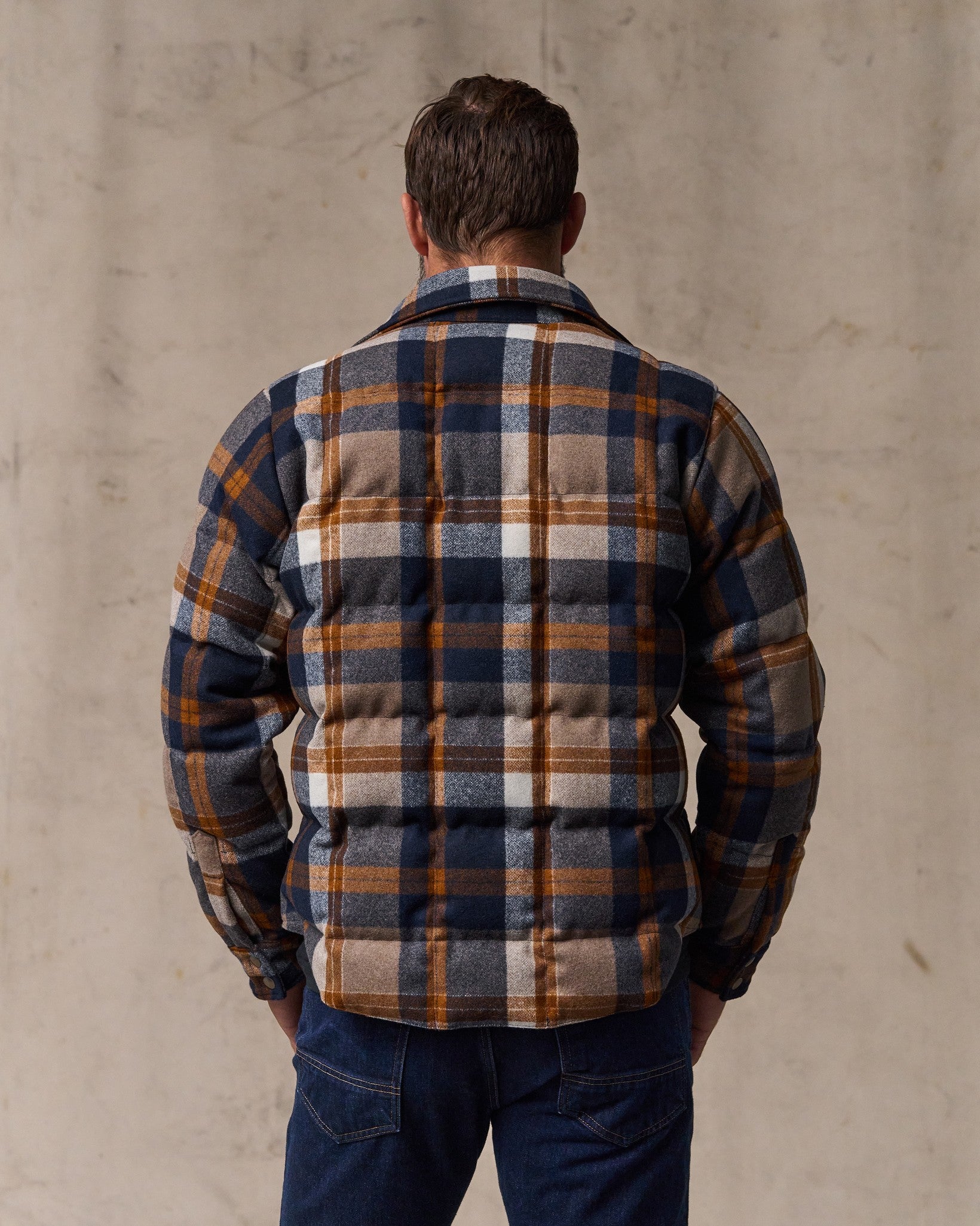 Filson X Crescent Down Works Jacket - Navy Bronze Plaid - Image 3