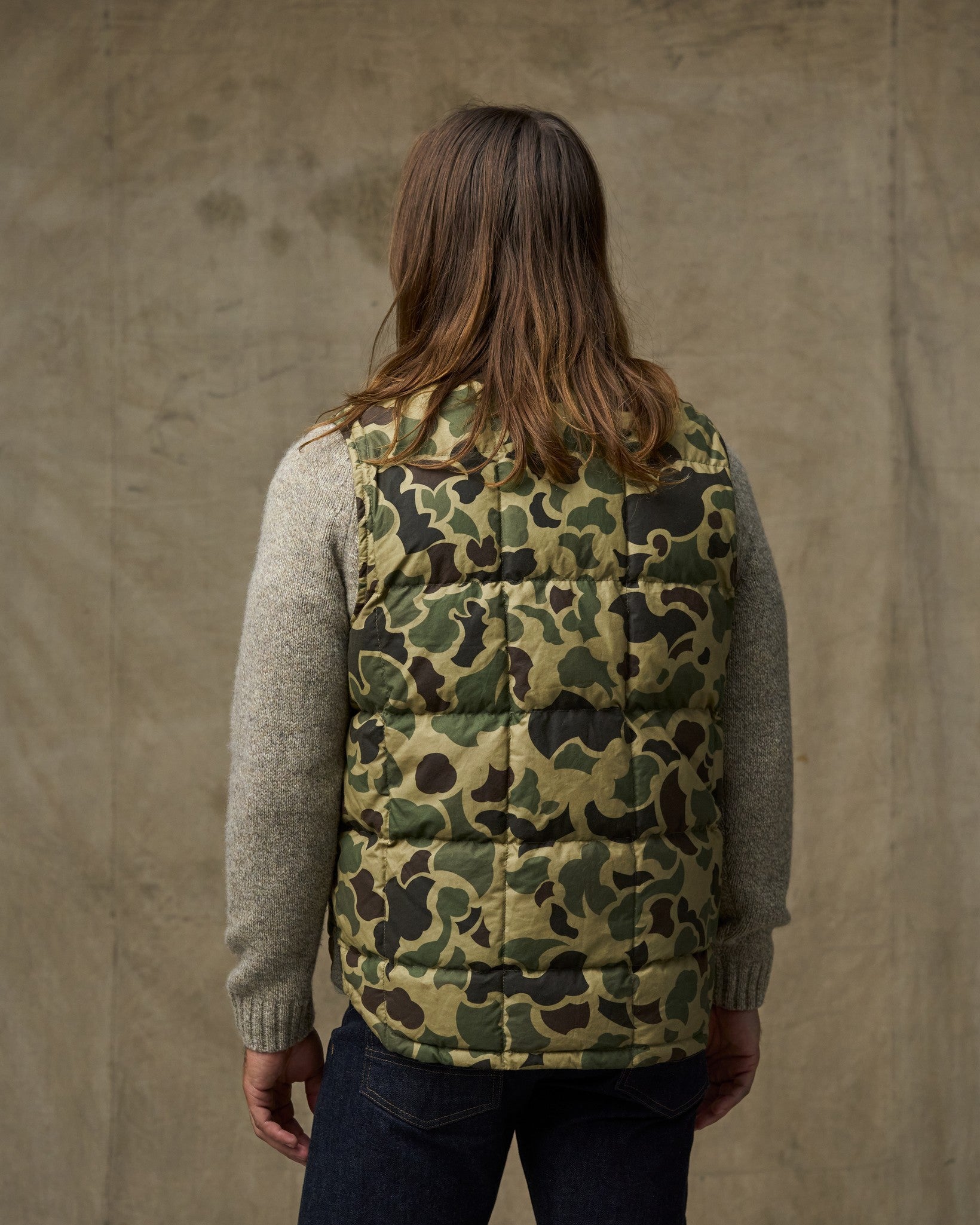 Alternative view of Waxed Down Vest - Tundra Shrub Camo