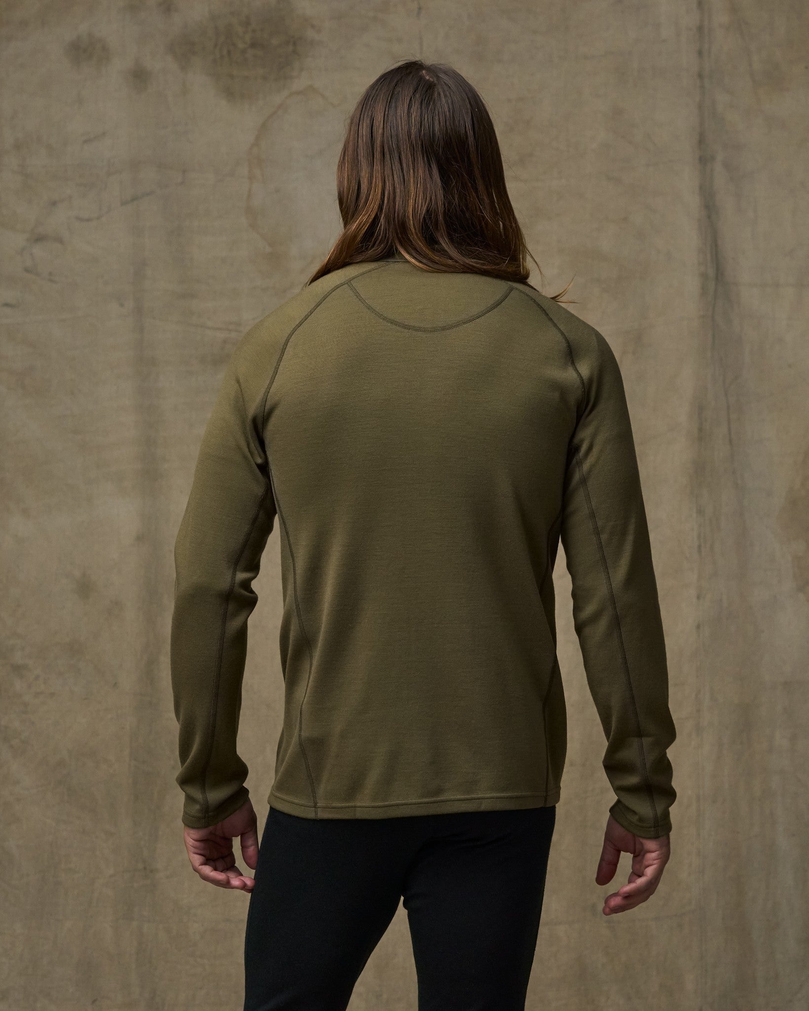 Alternative view of 400g Merino Wool Long Sleeve Half-zip - Dark Olive