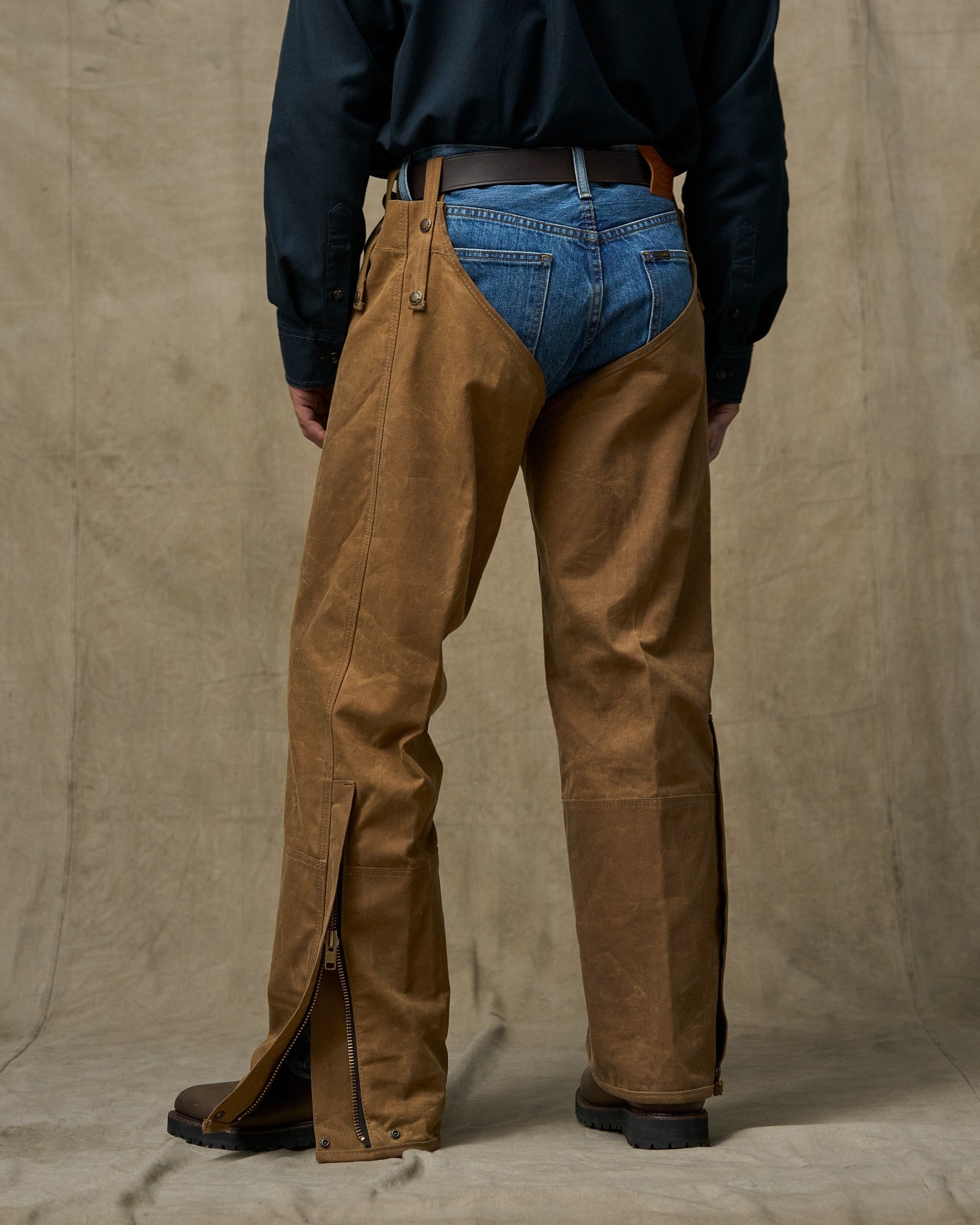 Alternative view of Double Tin Cloth Chaps With Zipper - Dark Tan
