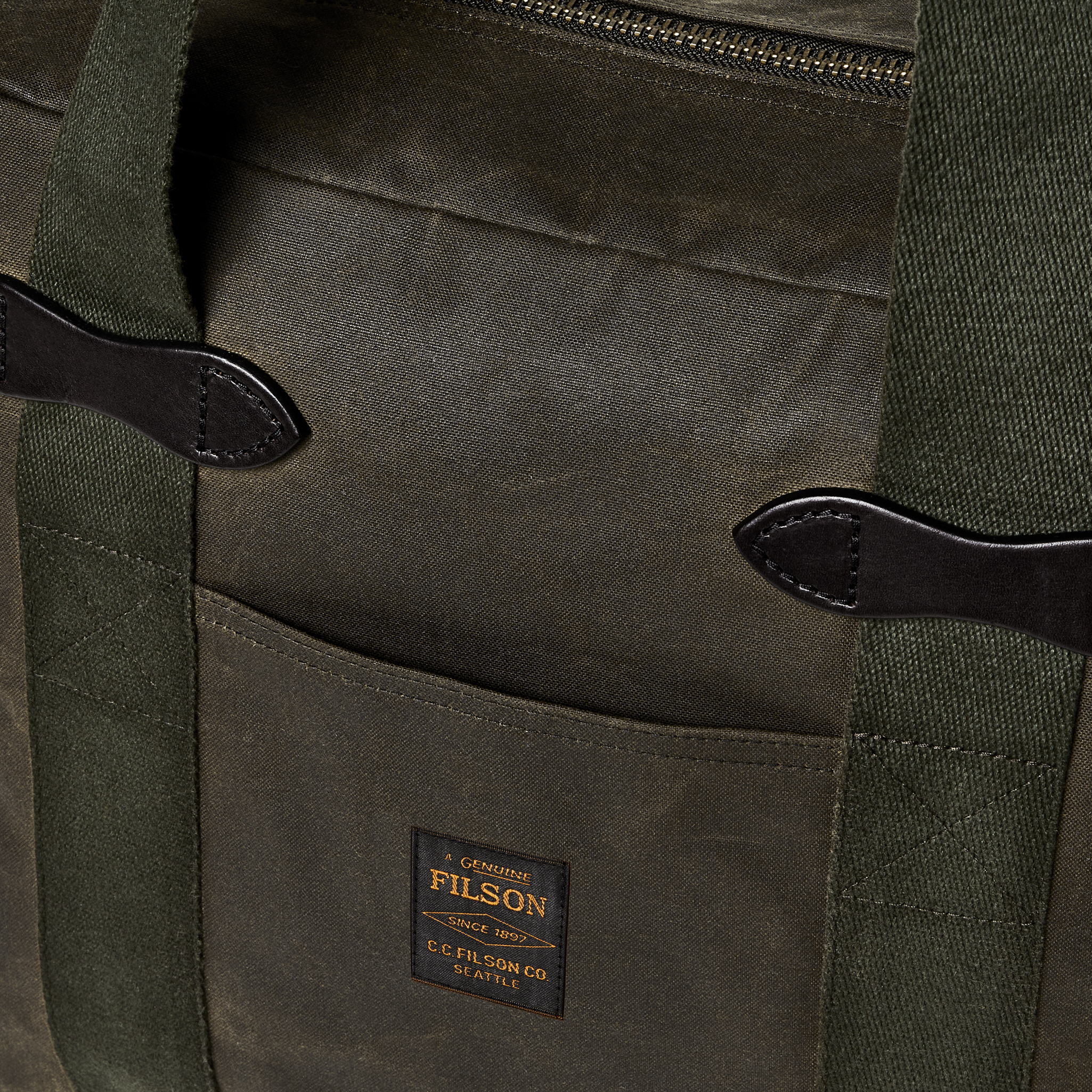 Tin Cloth Zipper Tote Bag - Otter Green - Image 7