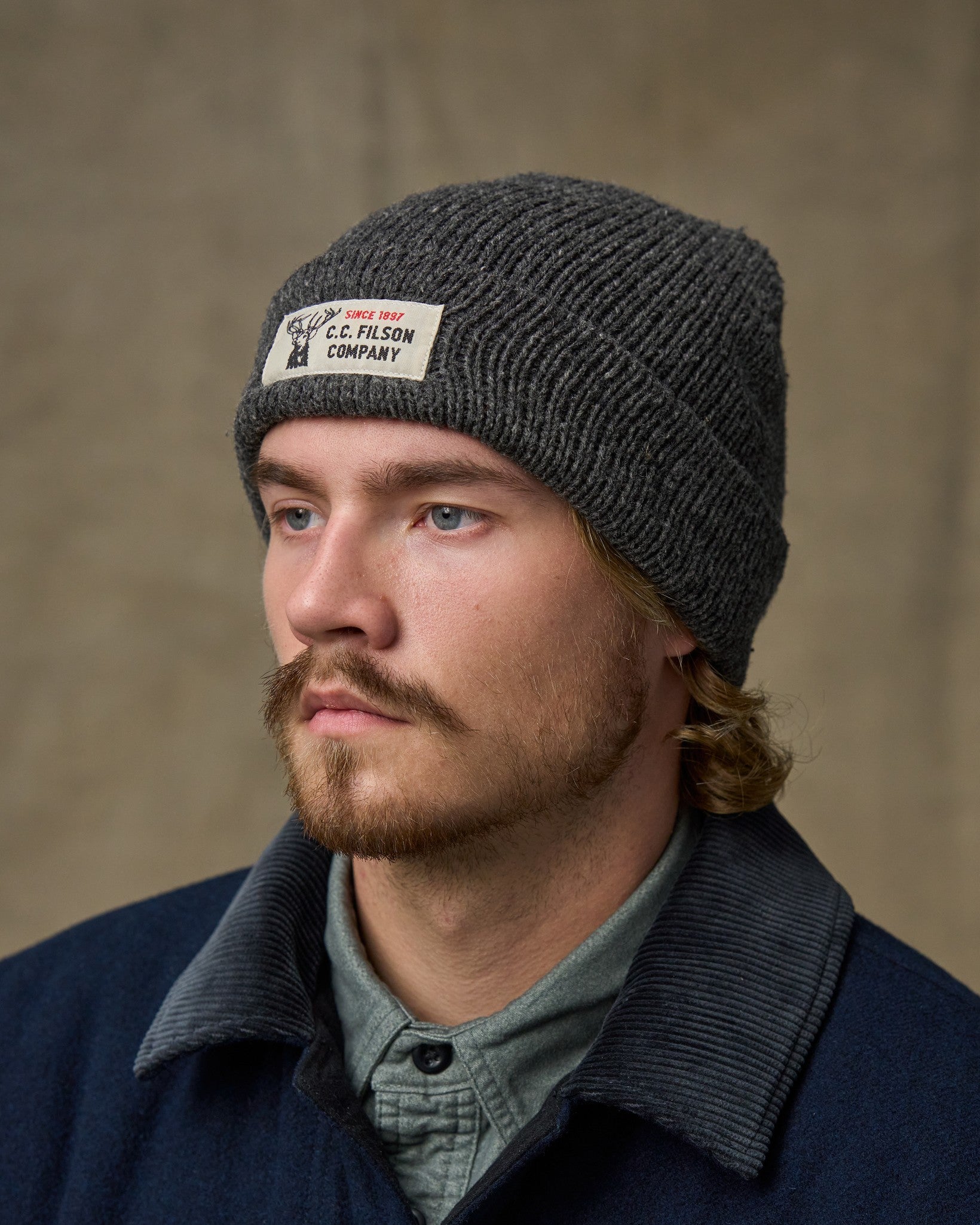 Alternative view of Lined Ragg Wool Beanie - Charcoal Black