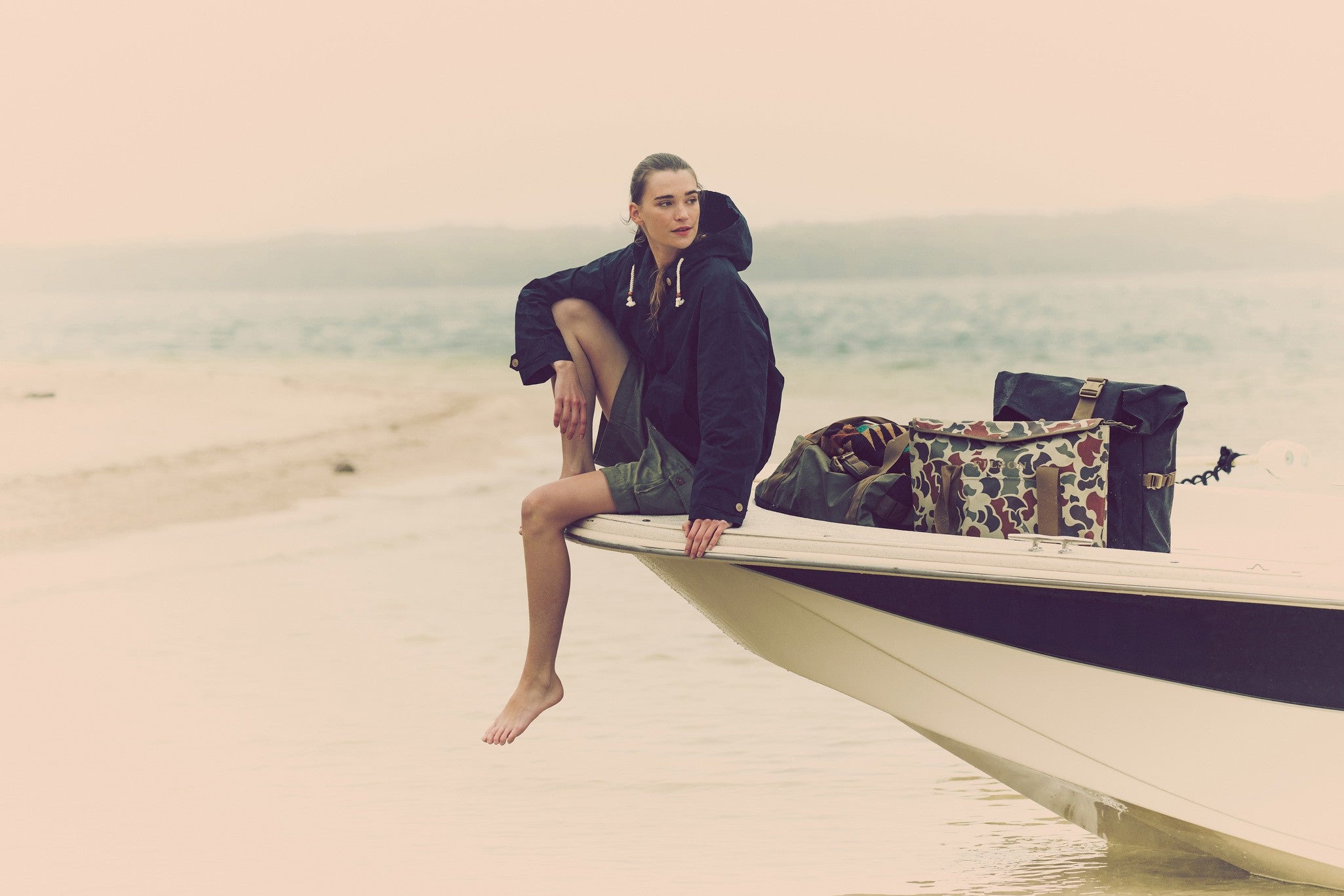 Women's Dry Wax Hooded Popover - Navy - Image 2