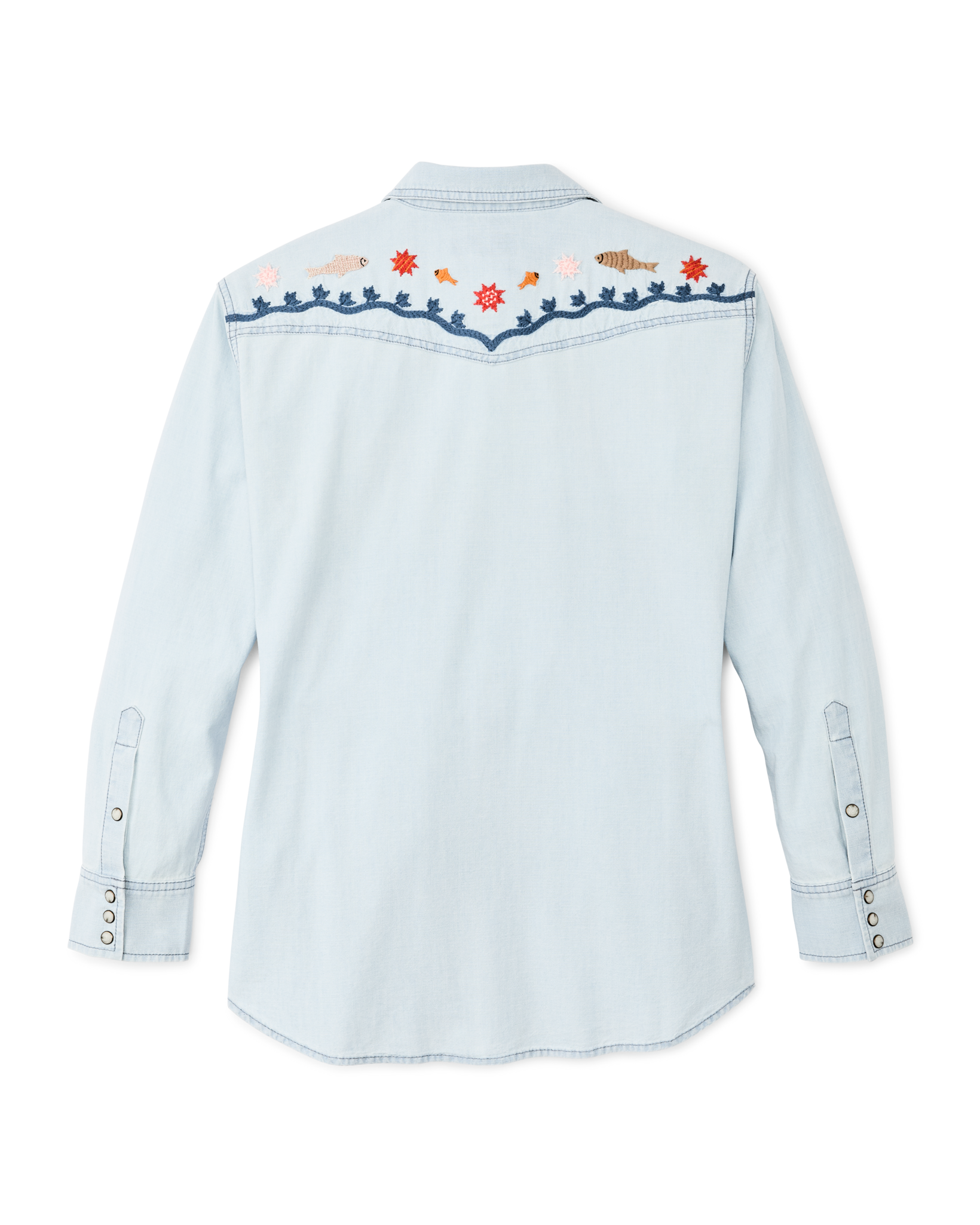 Alternative view of Women's Embroidered Western Shirt - Light Indigo Chambray / Stars