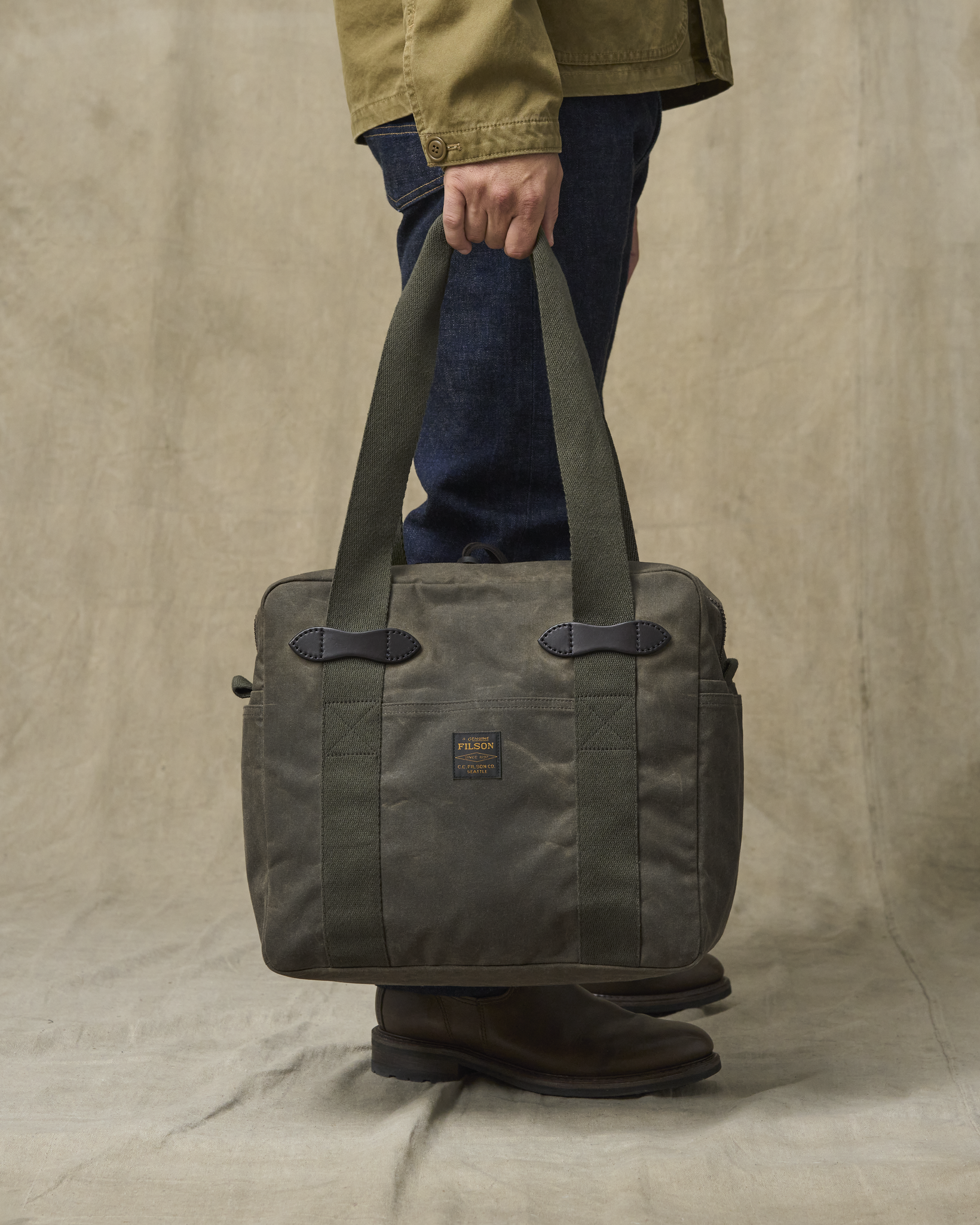 Tin Cloth Zipper Tote Bag - Otter Green - Image 2