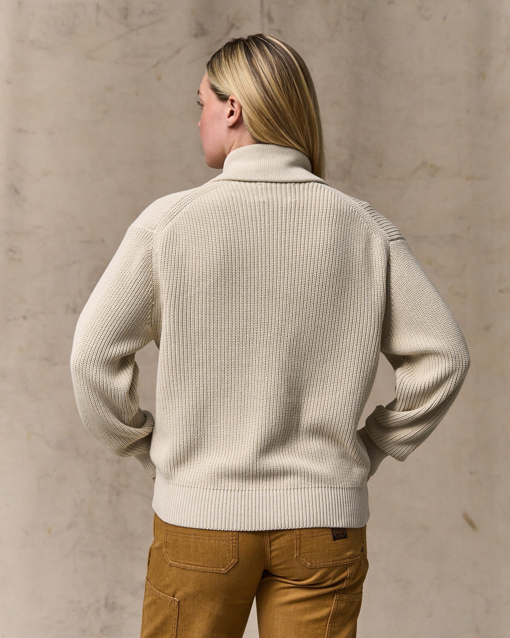 Alternative view of Women's Cotton Shawl Neck Cardigan - Natural