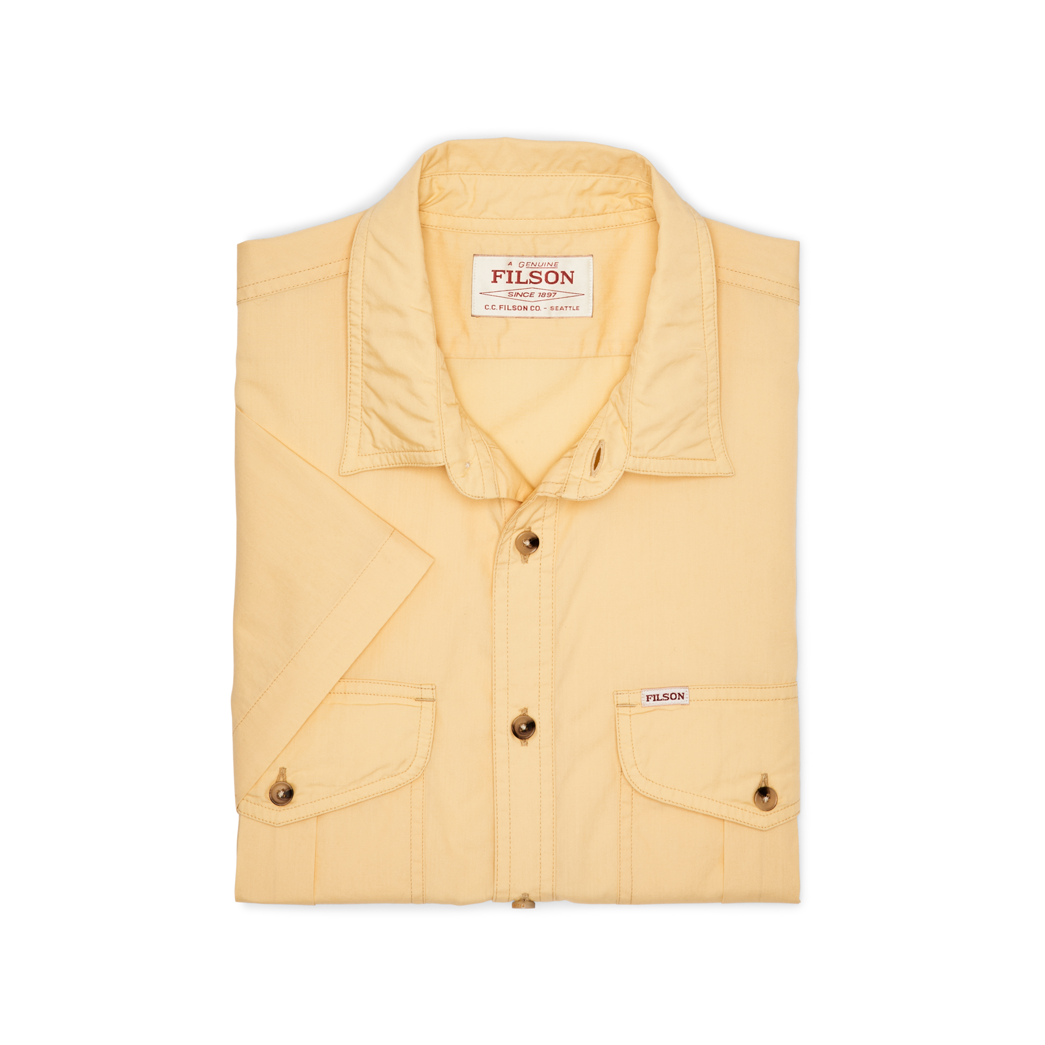 Washed Short Sleeve Feather Cloth Shirt - Straw - Image 3