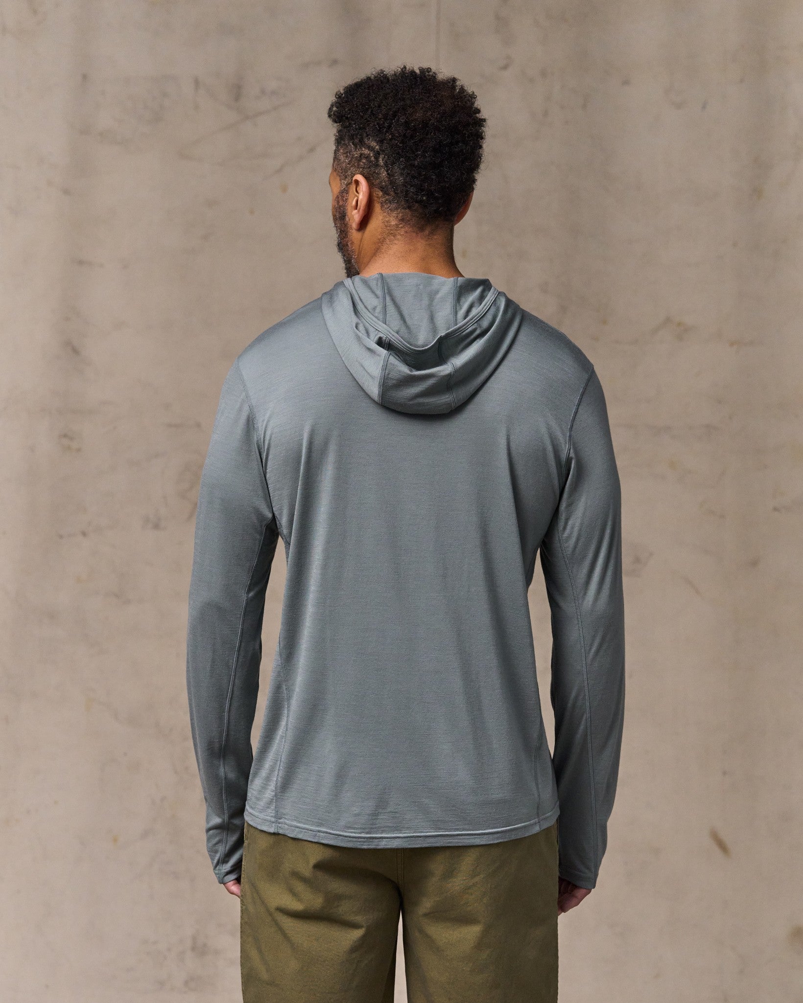 Alternative view of Wool-Blend UPF Hoodie - Sage Gray