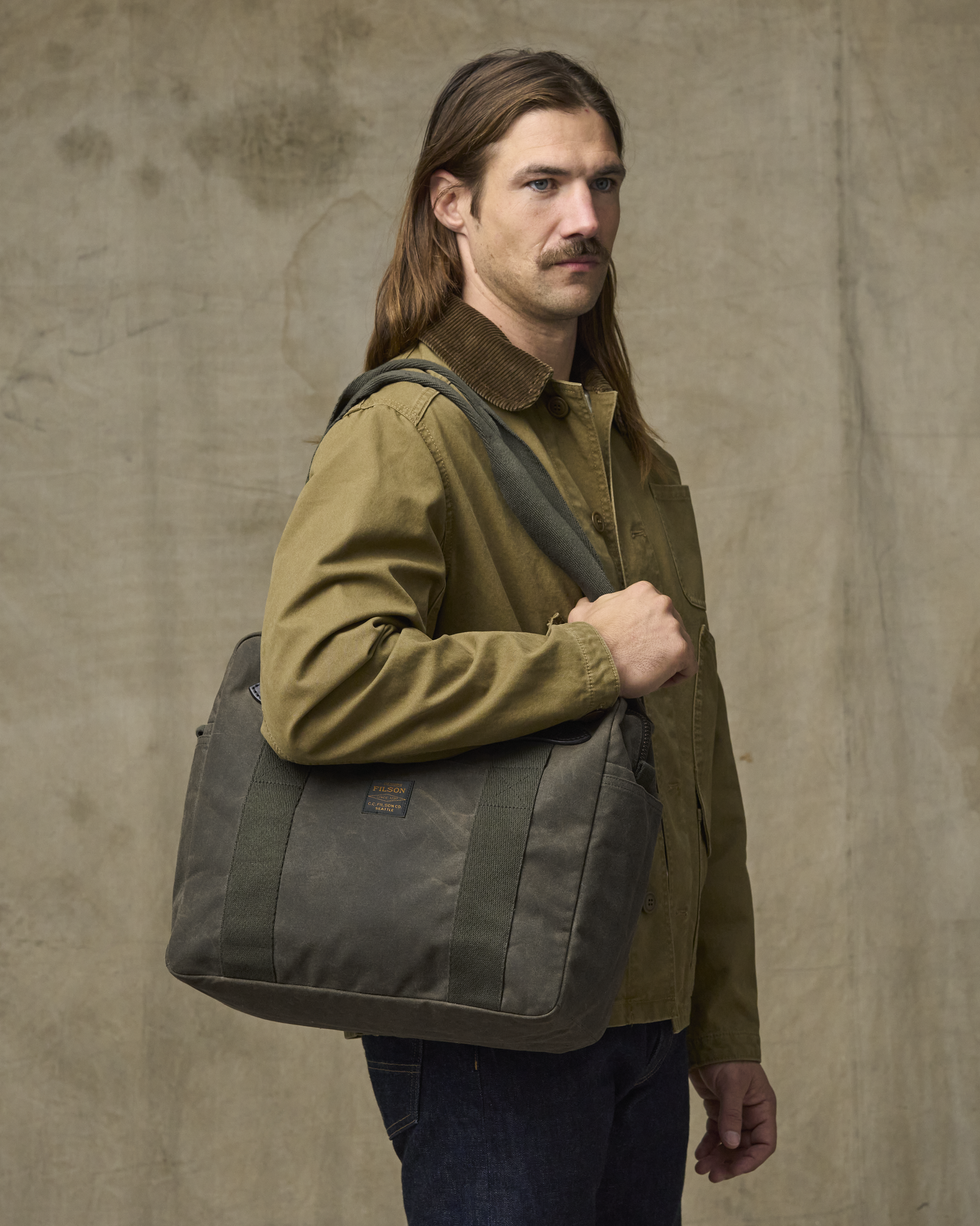 Tin Cloth Zipper Tote Bag - Otter Green - Image 3