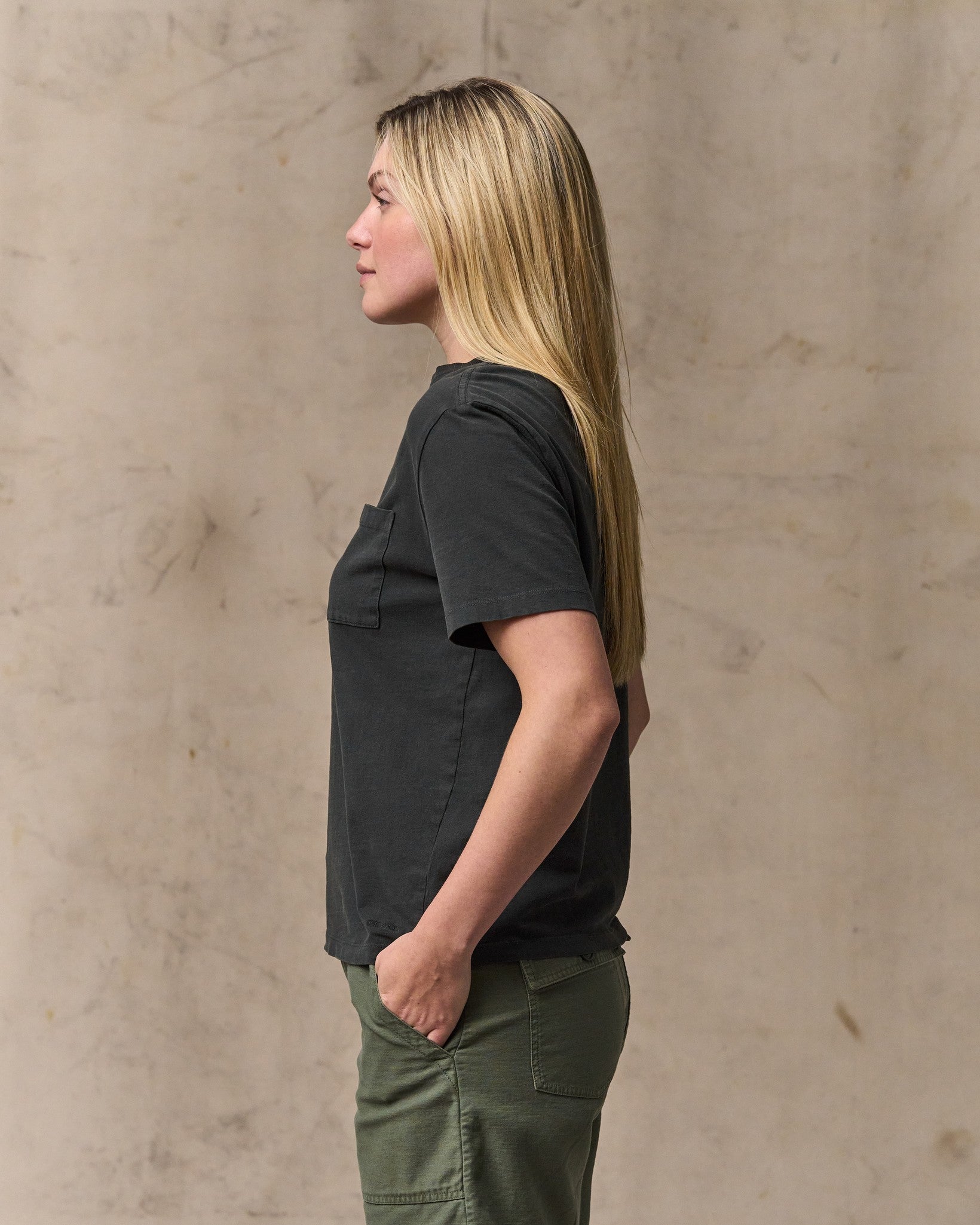 Women's Short Sleeve Pocket Tee - Faded Black - Image 3