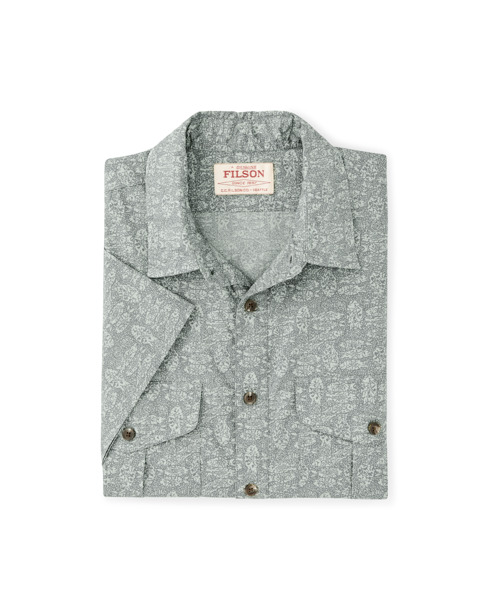 Washed Short Sleeve Feather Cloth Shirt - Khaki Print - Image 5