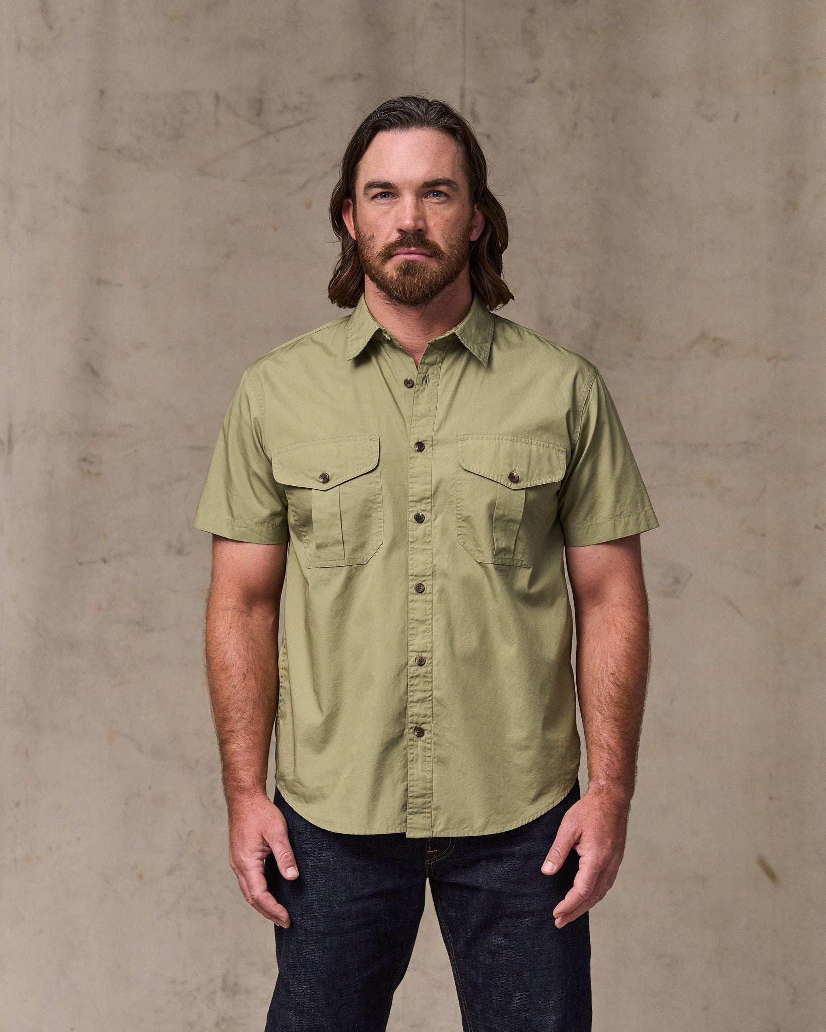 Washed Short Sleeve Feather Cloth Shirt - Lakebed - Image 16