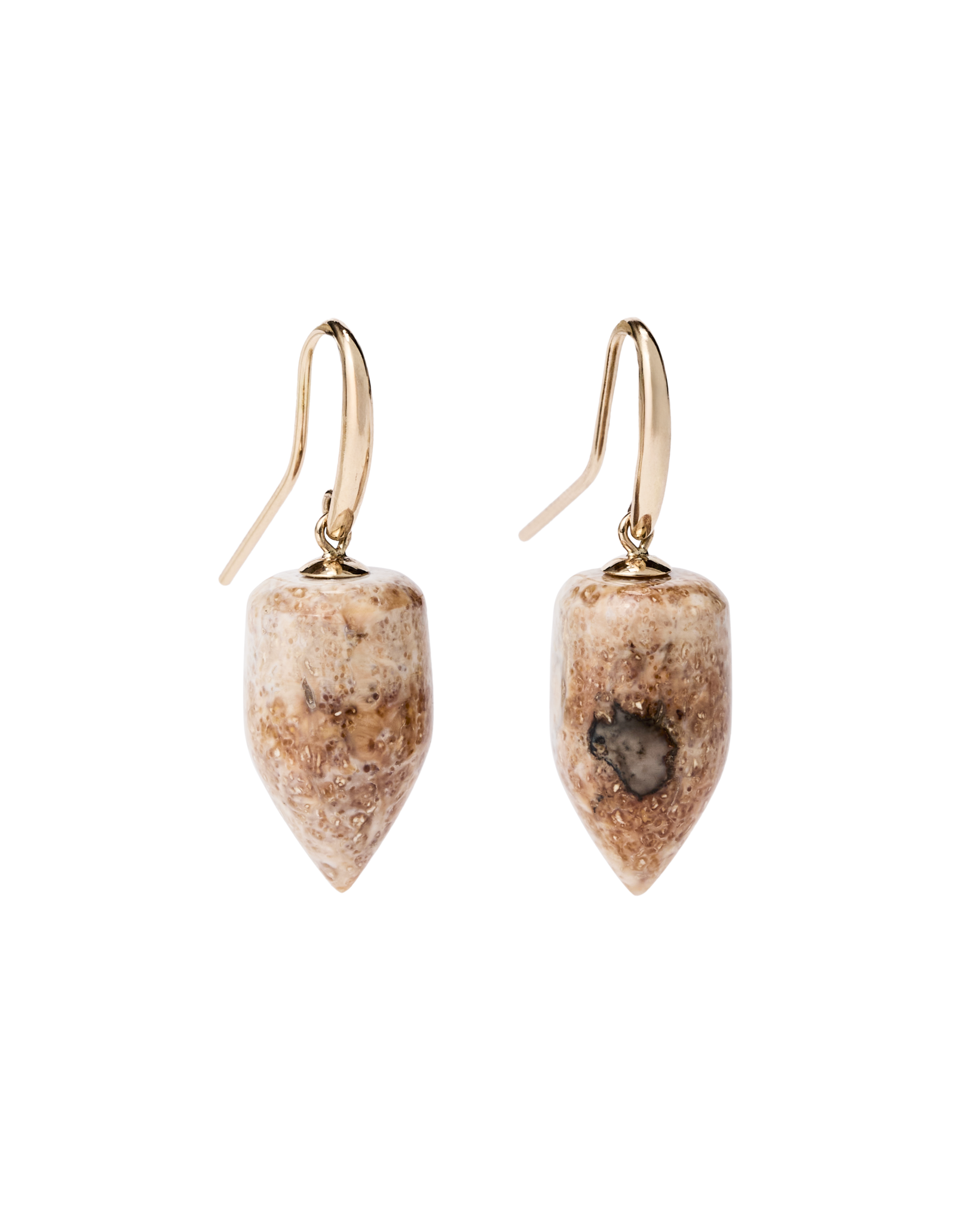 Ivory Jacks 14k Fossil Tusk Bullet Earrings - 14kyg - Image 3