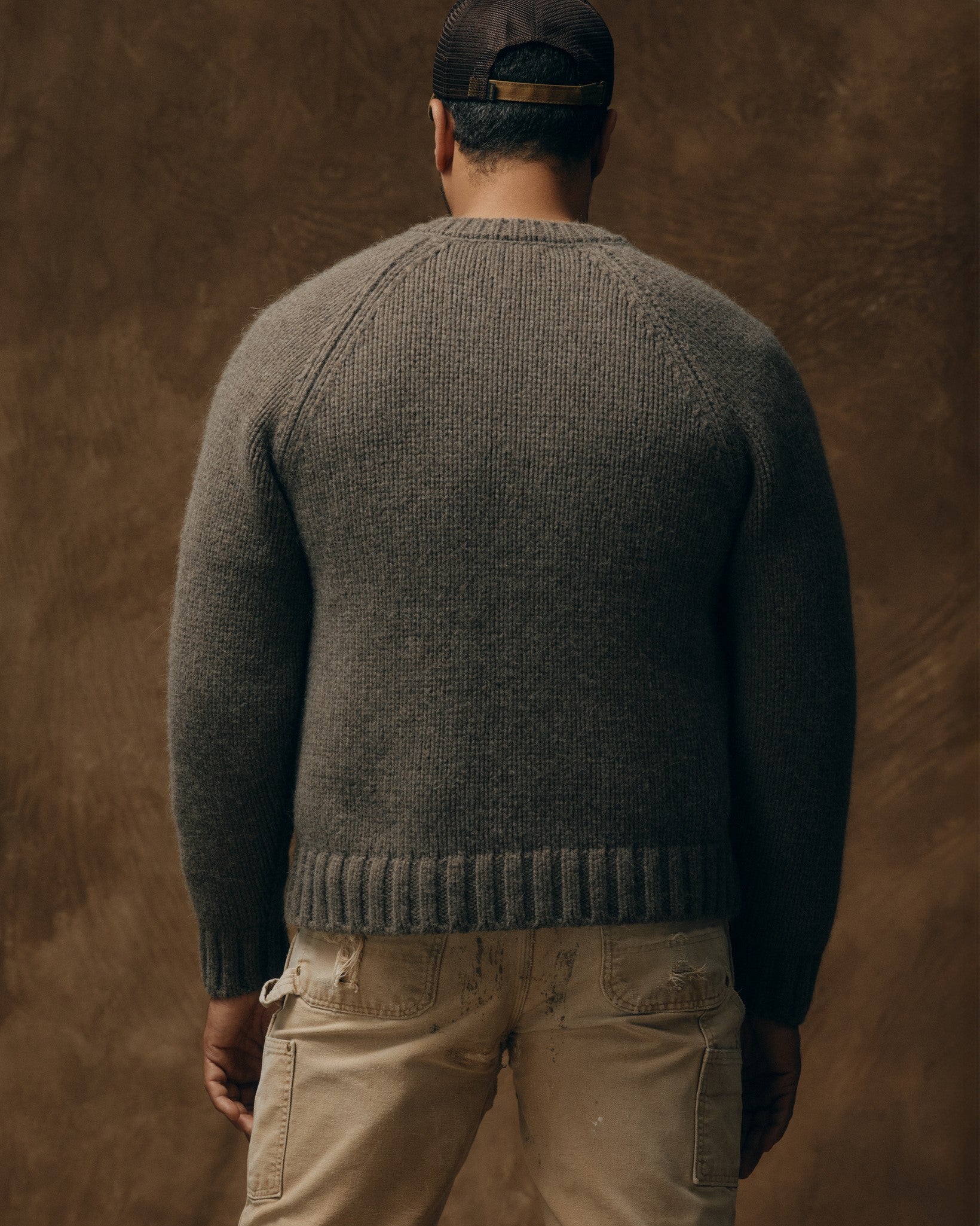 Alternative view of 3-gauge Alpaca Blend Sweater - Bark Heather