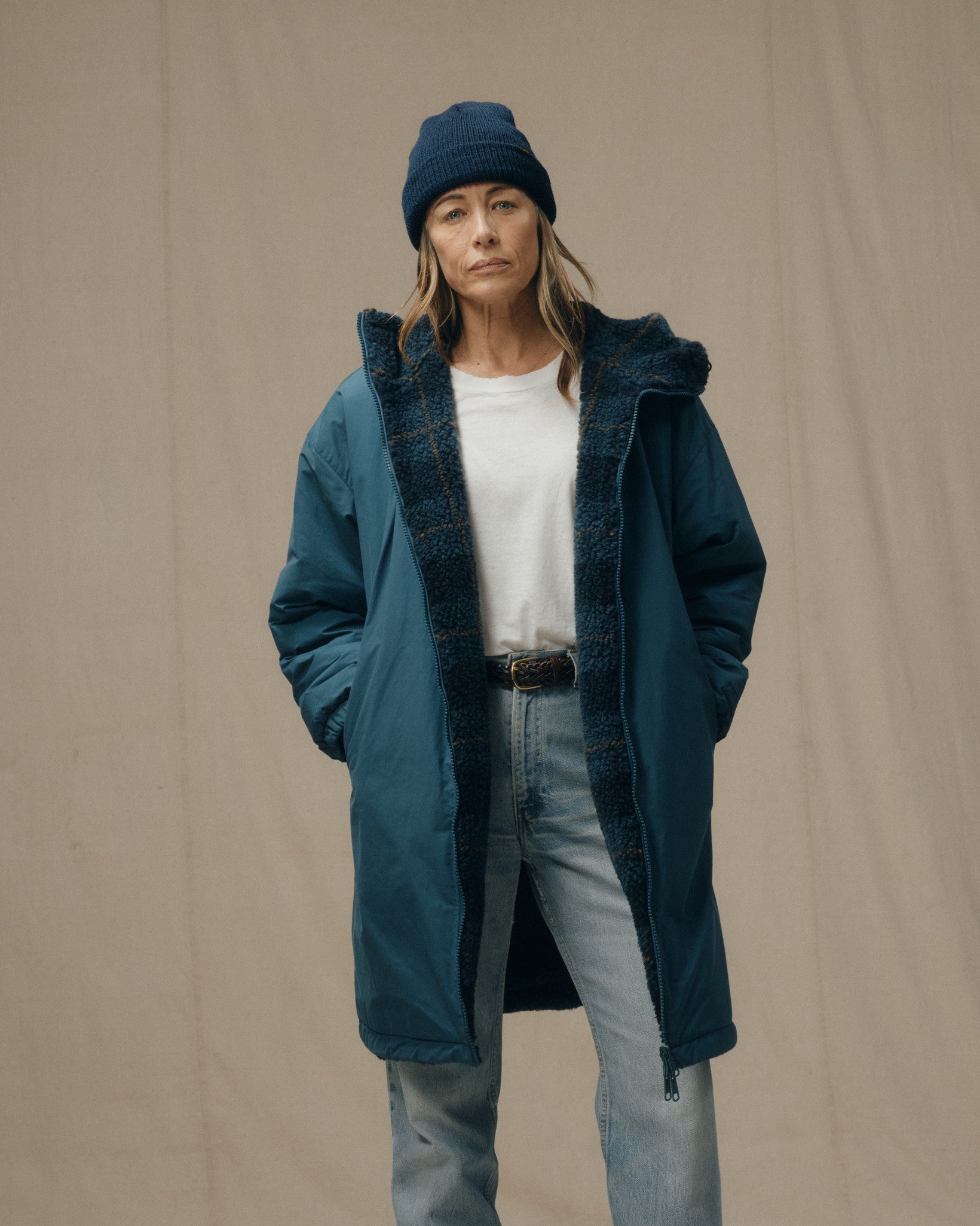 Alternative view of Women's Reversible Woolly Fleece Coat - Dark Teal