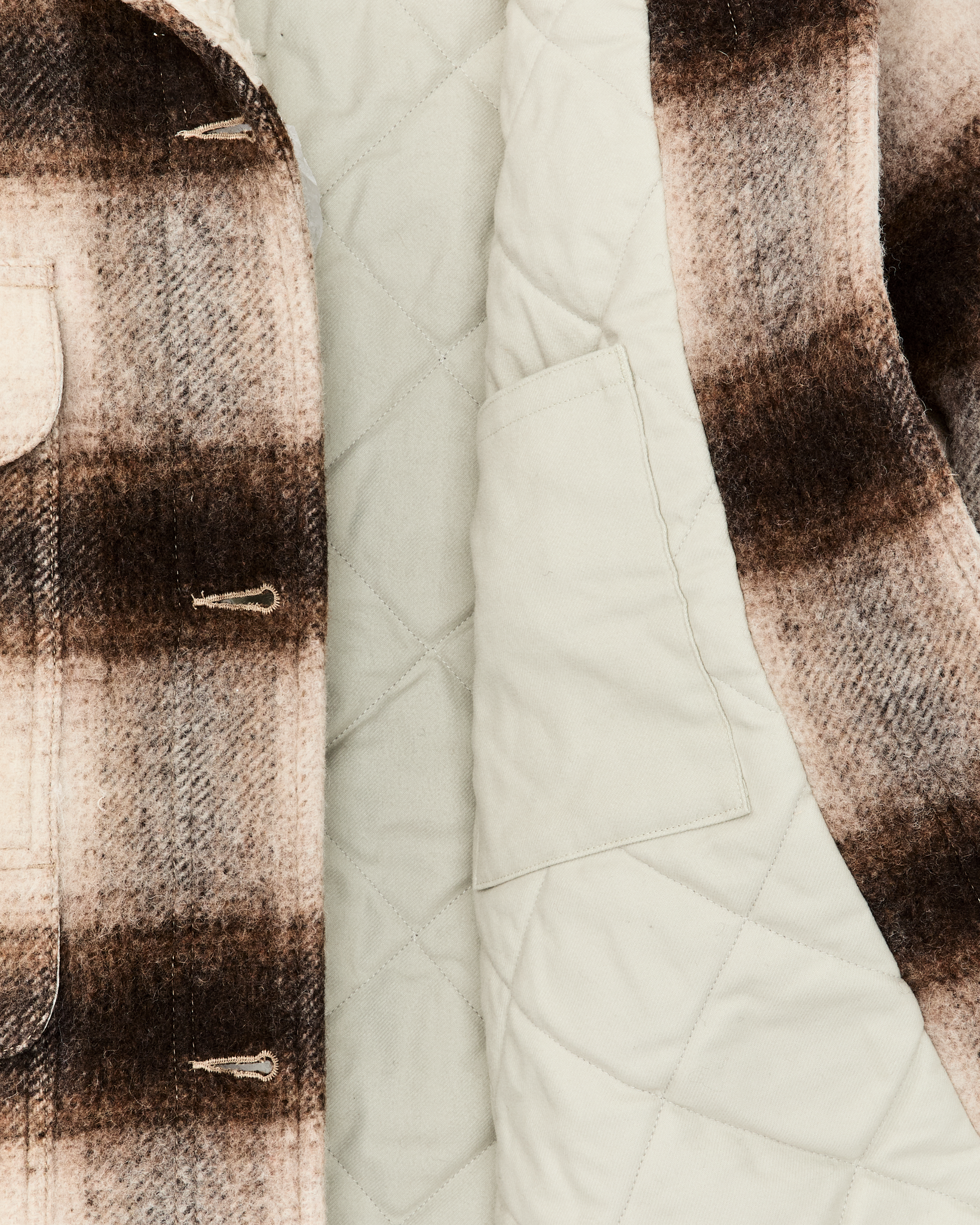 Alternative view of Women's Kodiak Shawl Collar Coat - Cream / Brown Shadow Plaid