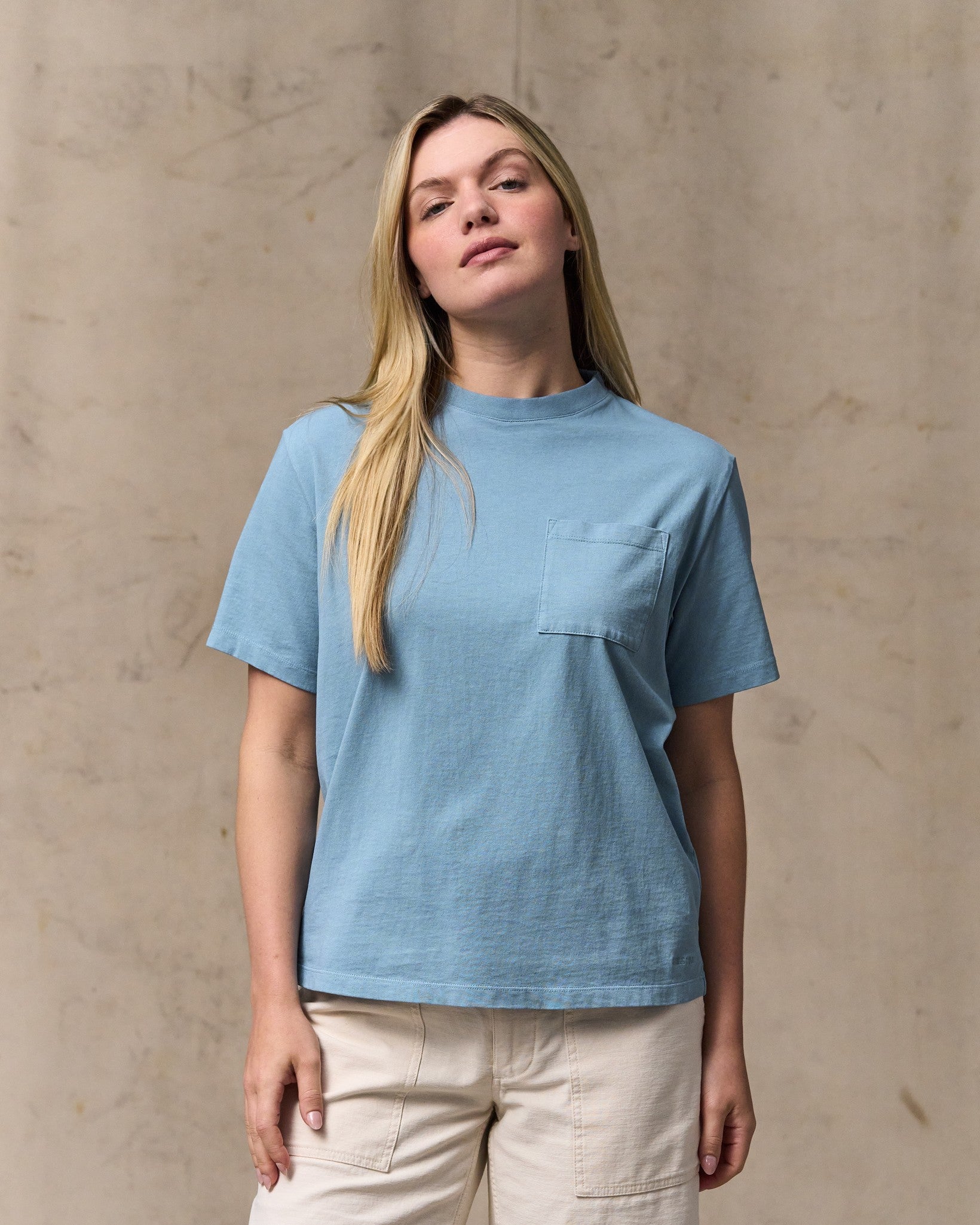 Alternative view of Women's Short Sleeve Pocket Tee - Light Blue