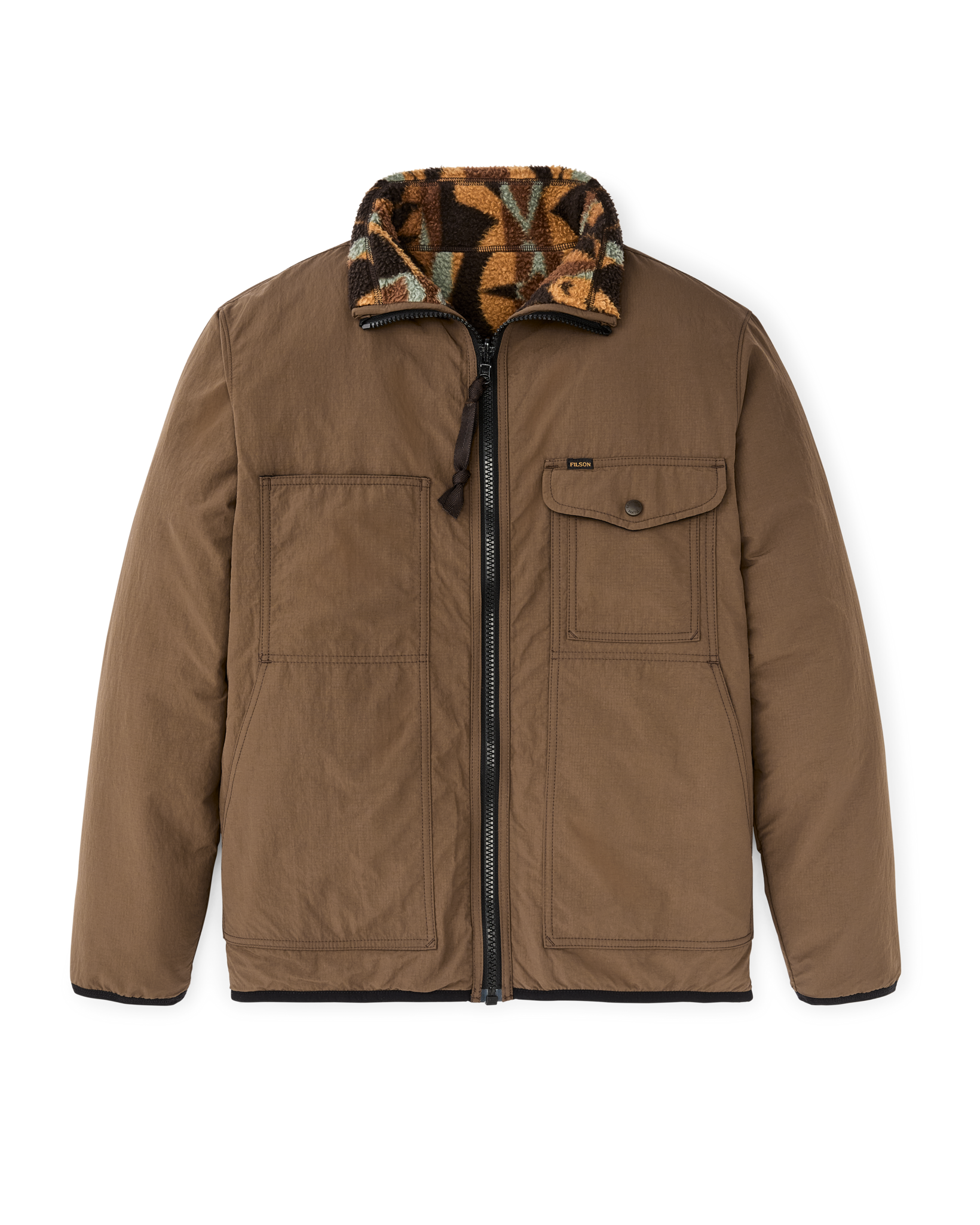 Alternative view of Reversible Pile Fleece Jacket - Brown / Night Camp