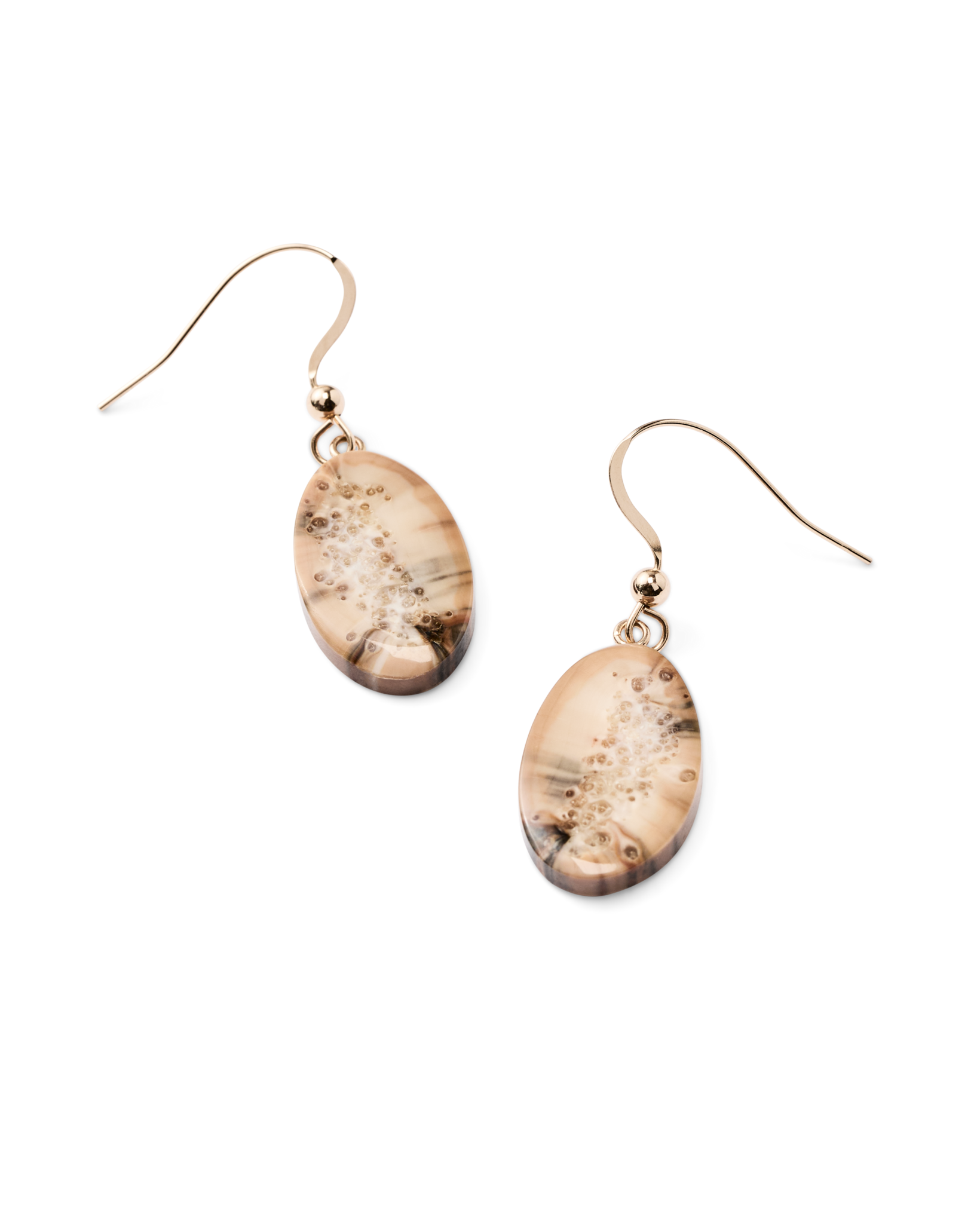 Alternative view of Ivory Jacks 14k Fossil Tusk Slice Earrings - 14kyg