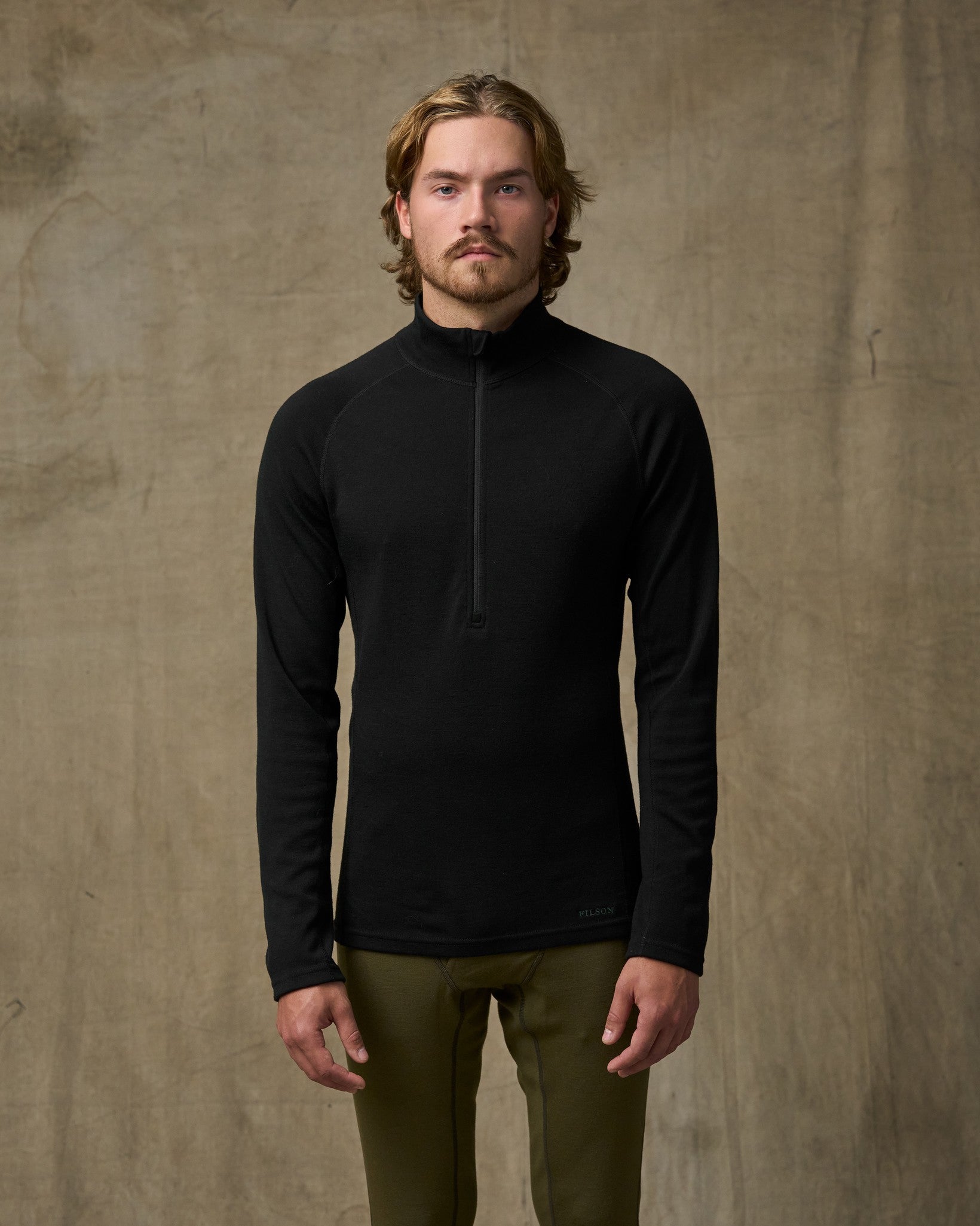 Alternative view of 400g Merino Wool Long Sleeve Half-zip - Black