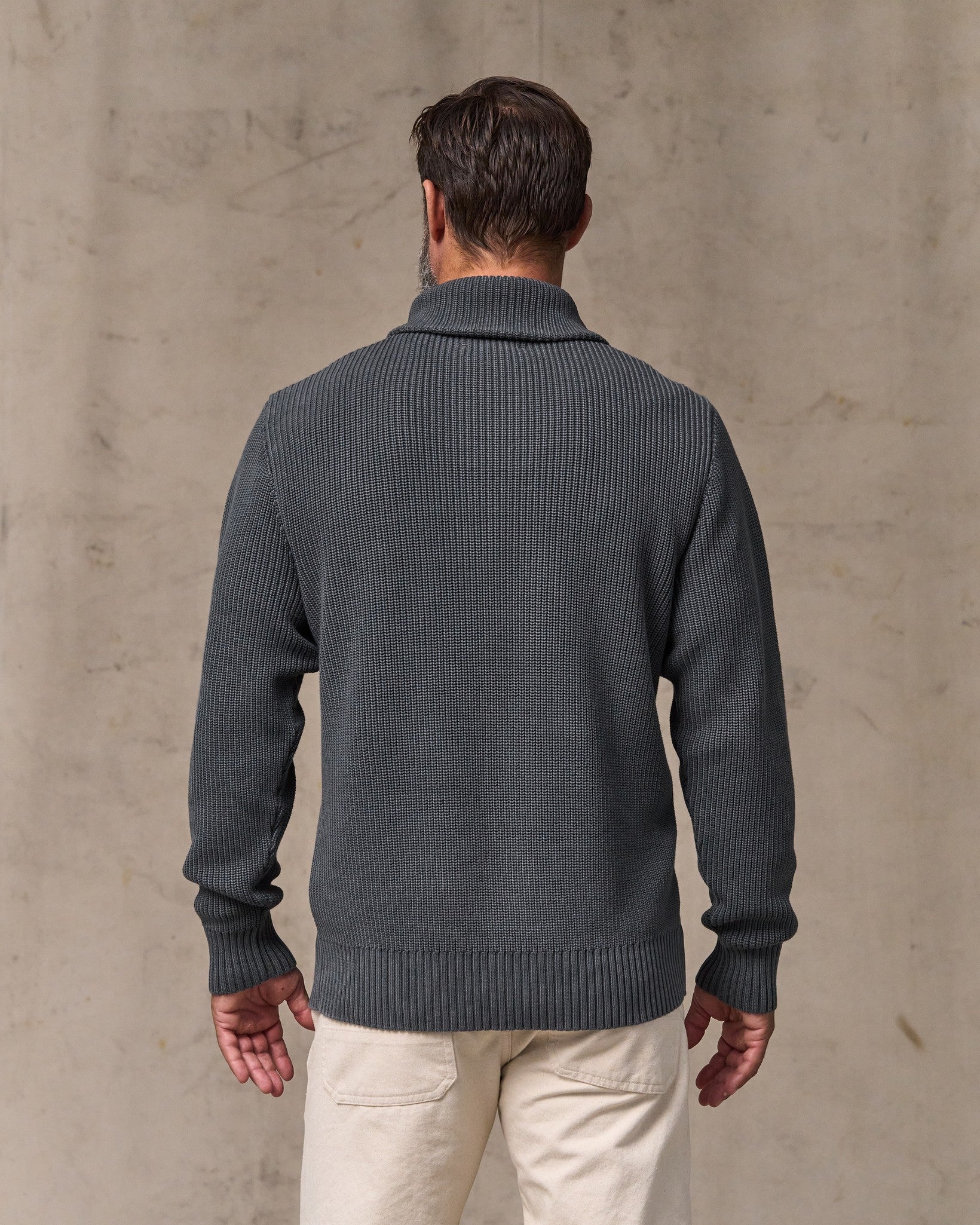 Alternative view of Vintage Cotton Shawl Neck Sweater - Charcoal
